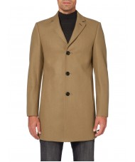 Remus Uomo Tapered fit, wool-rich overcoat in Sand - 90141-55