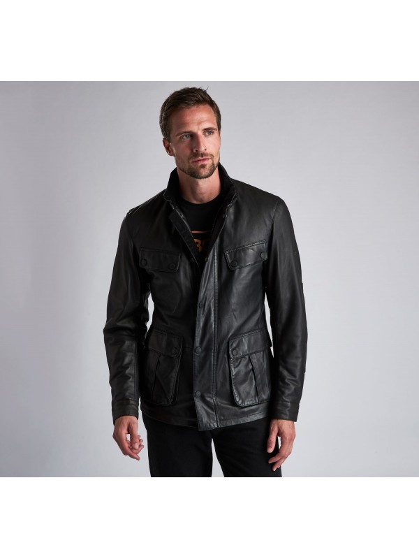 barbour black leather jacket