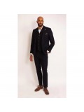 Guide Of London Woven Regular Fit Single Breasted Blazer In Navy Blue