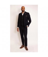 Guide Of London Woven Regular Fit Single Breasted Blazer In Navy Blue