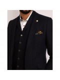 Guide Of London Woven Regular Fit Single Breasted Blazer In Navy Blue