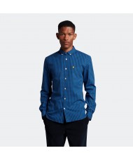 Lyle & Scott Men's Jet Black & Bright Blue Gingham Long Sleeve Shirt - LW1114VOG