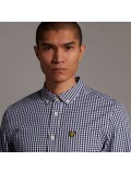 Lyle & Scott Men's Blue & White Gingham Long Sleeve Shirt - LW1114VOG