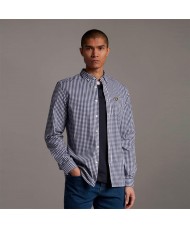 Lyle & Scott Men's Blue & White Gingham Long Sleeve Shirt - LW1114VOG