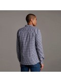 Lyle & Scott Men's Blue & White Gingham Long Sleeve Shirt - LW1114VOG