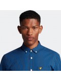 Lyle & Scott Men's Jet Black & Bright Blue Gingham Long Sleeve Shirt - LW1114VOG