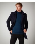 Remus Uomo Tapered fit, Wool-Rich Overcoat In Navy Blue - 90077_78