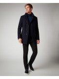 Remus Uomo Tapered fit, Wool-Rich Overcoat In Navy Blue - 90077_78