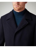 Remus Uomo Tapered fit, Wool-Rich Overcoat In Navy Blue - 90077_78