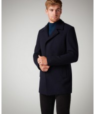 Remus Uomo Tapered fit, Wool-Rich Overcoat In Navy Blue - 90077_78