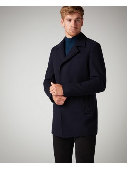 Remus Uomo Tapered fit, Wool-Rich Overcoat In Navy Blue - 90077_78