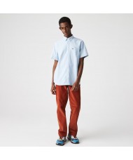 Lacoste Men's Regular Fit Oxford Cotton Short Sleeve Shirt In Light Blue - CH4975 00 58M
