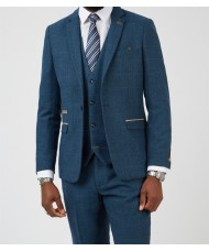 Marc Darcy "Dion" Blue Tweed Check Single Breasted Blazer