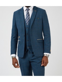 Marc Darcy "Dion" Blue Tweed Check Single Breasted Blazer