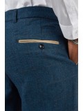 Marc Darcy "Dion" Slim Fit Herringbone Trousers In Blue