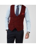 Marc Darcy "Kelvin" Double Breasted Slim Fit Wine Waistcoat