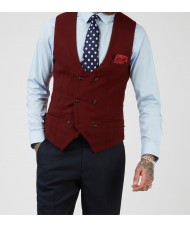 Marc Darcy "Kelvin" Double Breasted Slim Fit Wine Waistcoat