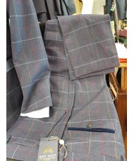 Marc Darcy "Drake" Slim Fit Navy Check Trousers In Blue
