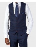 Marc Darcy Single Breasted Edinson Waistcoat In A Navy & Wine Check