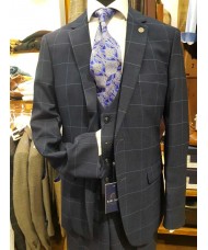 Marc Darcy "Edinson" Navy & Sky Blue Check Blazer