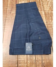 Marc Darcy 'Edinson' - Navy & Sky Blue Check Trousers