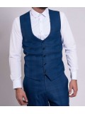 Marc Darcy "Jerry" Single Breasted Check Waistcoat In Blue