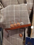 Marc Darcy "Ray" Slim Fit Single Breasted Tan Check Blazer