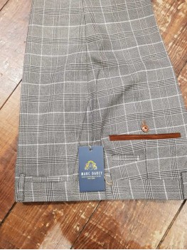 Marc Darcy "Ray" Slim Fit Prince of Wales Check Trousers In Tan