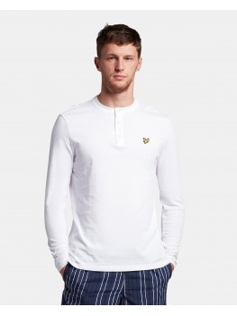 Lyle & Scott Long Sleeve Henley T Shirt In White - TS1606V