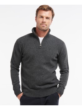 Barbour Lambswool Half Zip Jumper In Charcoal - MKN0339CH51