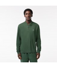 Lacoste Men's Classic Fit L1312 Long Sleeve Polo Shirt In Dark Green SMI