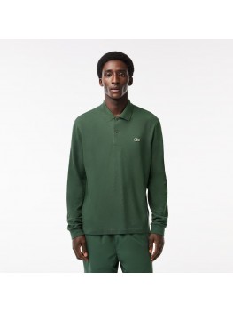 Lacoste Men's Classic Fit L1312 Long Sleeve Polo Shirt In Dark Green SMI