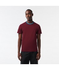 Lacoste Men's Stripe Collar Stretch Piqué T-shirt In Bordeaux - TH1131-00