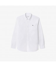 Lacoste Men's Slim Fit Long Sleeve Poplin Shirt In White - CH5620 00 001