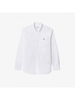 Lacoste Men's Slim Fit Long Sleeve Poplin Shirt In White - CH5620 00 001