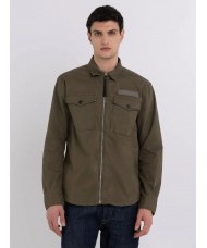 Replay Satin Overshirt with zipper In Dark Olive M4113 .000.84749