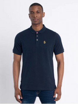 Luke New Mead Pique Polo Shirt In Navy Blue - ZM451457