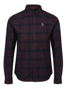 Luke Oxford Long Sleeve Check Shirt In Merlot - M650950