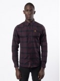 Luke Oxford Long Sleeve Check Shirt In Merlot - M650950