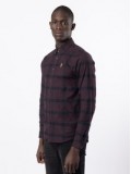 Luke Oxford Long Sleeve Check Shirt In Merlot - M650950