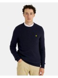 Lyle & Scott Crew Neck Lambswool Blend Sweater In Dark Navy Marl- KN921VF