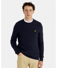 Lyle & Scott Crew Neck Lambswool Blend Sweater In Dark Navy Marl- KN921VF