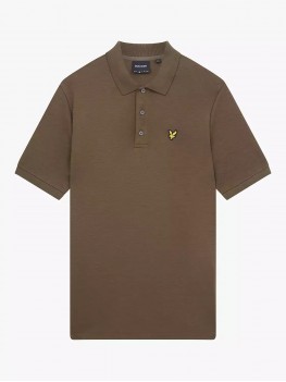 Lyle & Scott Chunky Slub Polo Shirt In Olive - SP1713V