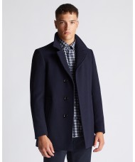 Remus Uomo Tapered fit, Wool-Rich Overcoat In Navy Blue - 90077_78