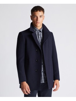 Remus Uomo Tapered fit, Wool-Rich Overcoat In Navy Blue - 90077_78