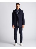 Remus Uomo Tapered fit, Wool-Rich Overcoat In Navy Blue - 90077_78