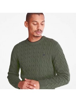 Timberland Phillips Brook Cable-knit Crew Jumper for Men in Olive - TB 0A2CEQU31