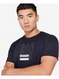 Barbour International Cube Graphic Crew Neck Logo Tee In Navy Blue - MTS1148NY57