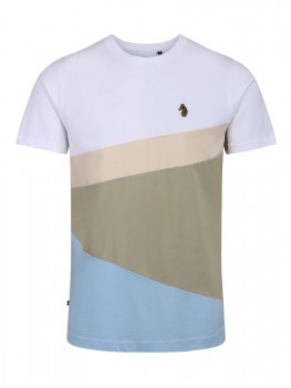 Luke "Bermuda" Crew Neck T Shirt In White Blue Beige and Cream  - M660155