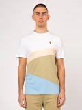 Luke "Bermuda" Crew Neck T Shirt In White Blue Beige and Cream  - M660155